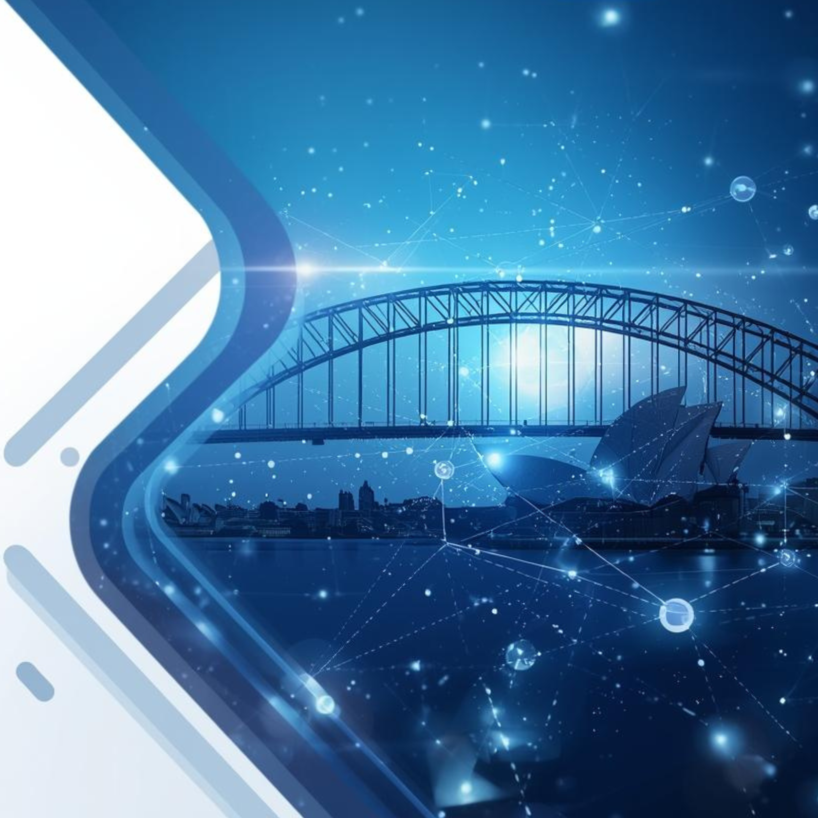 Sky Nexus Australia - Sydney-based IT Services with Digital Technology Network Overlay featuring Harbour Bridge and Opera House
